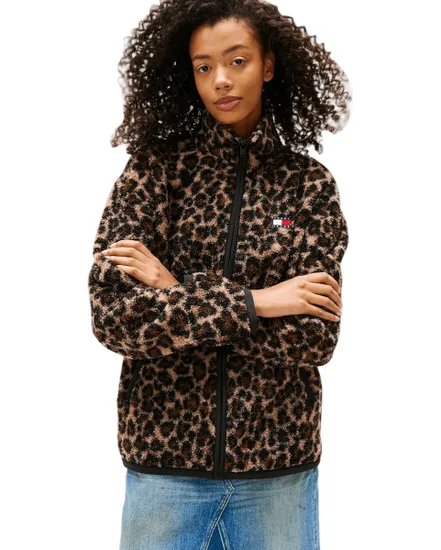Sweat zippé Femme ZIP THROUGH BADGE TEDDY Léopard