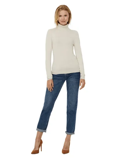 Pull col roulé Femme VMGLORY LS ROLLNECK BLOUSE GA NOOS Écru