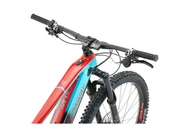 VTT électrique tout suspendu Homme EWME 4.9 Turquoise/Rouge/Noir