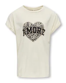 T-shirt manches courtes Enfant KOGLUCY LIFE S/S AMORE TOP BOX JRS NOOS Gris