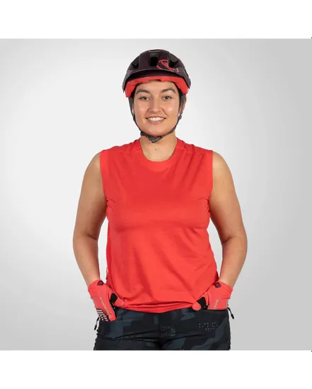 Maillot sans manches Femme SINGLETRACK Rouge