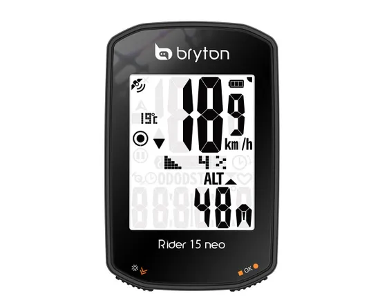 Compteur GPS de vélo RIDER 15 NEO C (AVEC CAPTEURS) Noir
