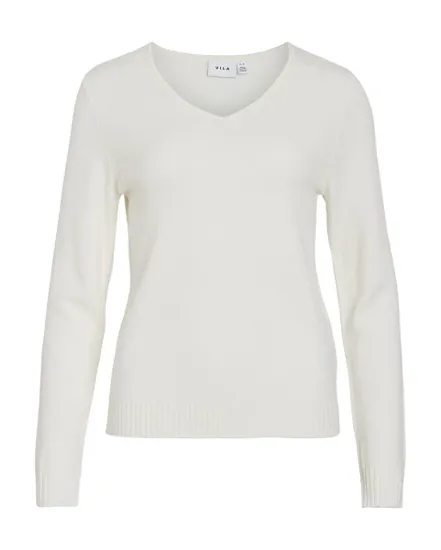 Pull col V Femme VIRIL V-NECK L/S KNIT TOP NOOS Blanc