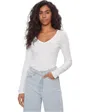 T-shirt col V manches longues Femme SLIM ESSENTIAL R Écru